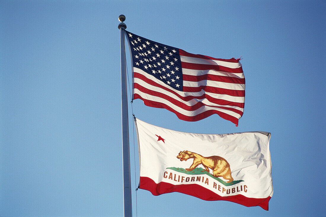 California and American flags
